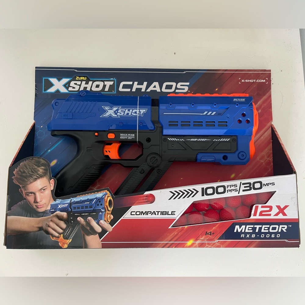 XSHOT 36282 Meteor Pistol, Blue, METEOR-12 billes en Mousse